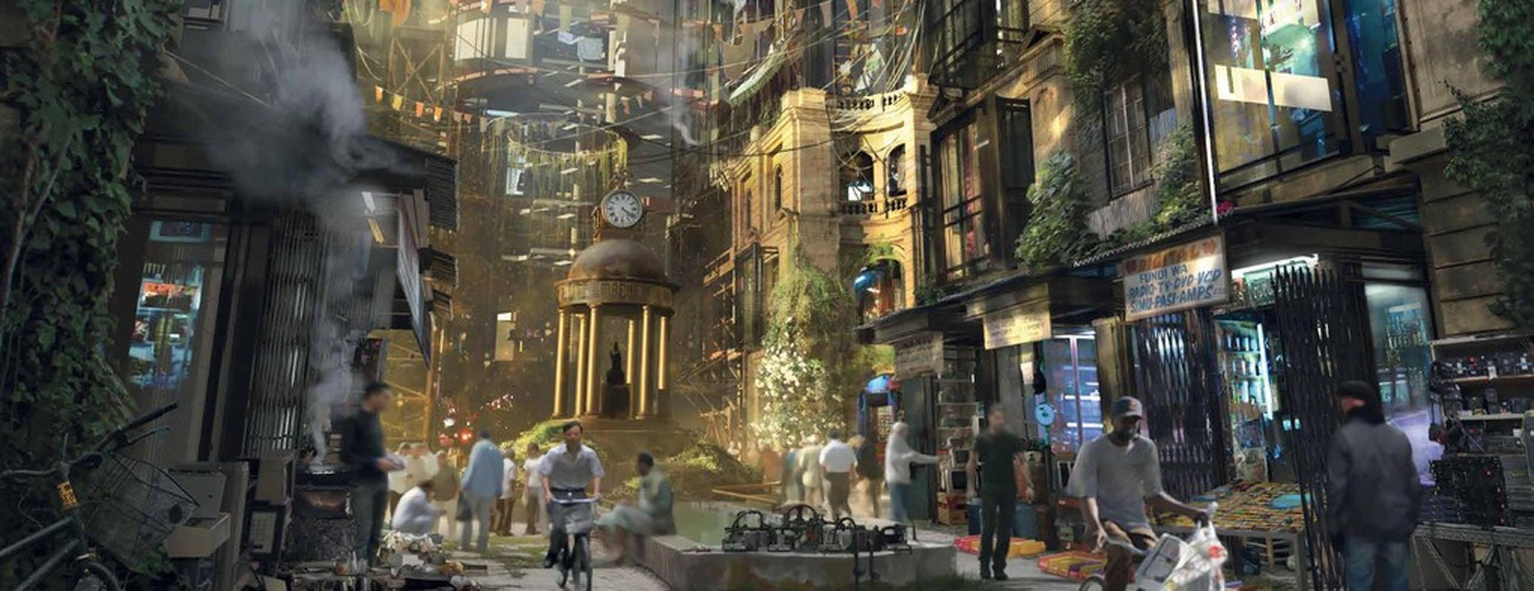 人类聚集地概念图，很像城市中拥挤的贫民区。