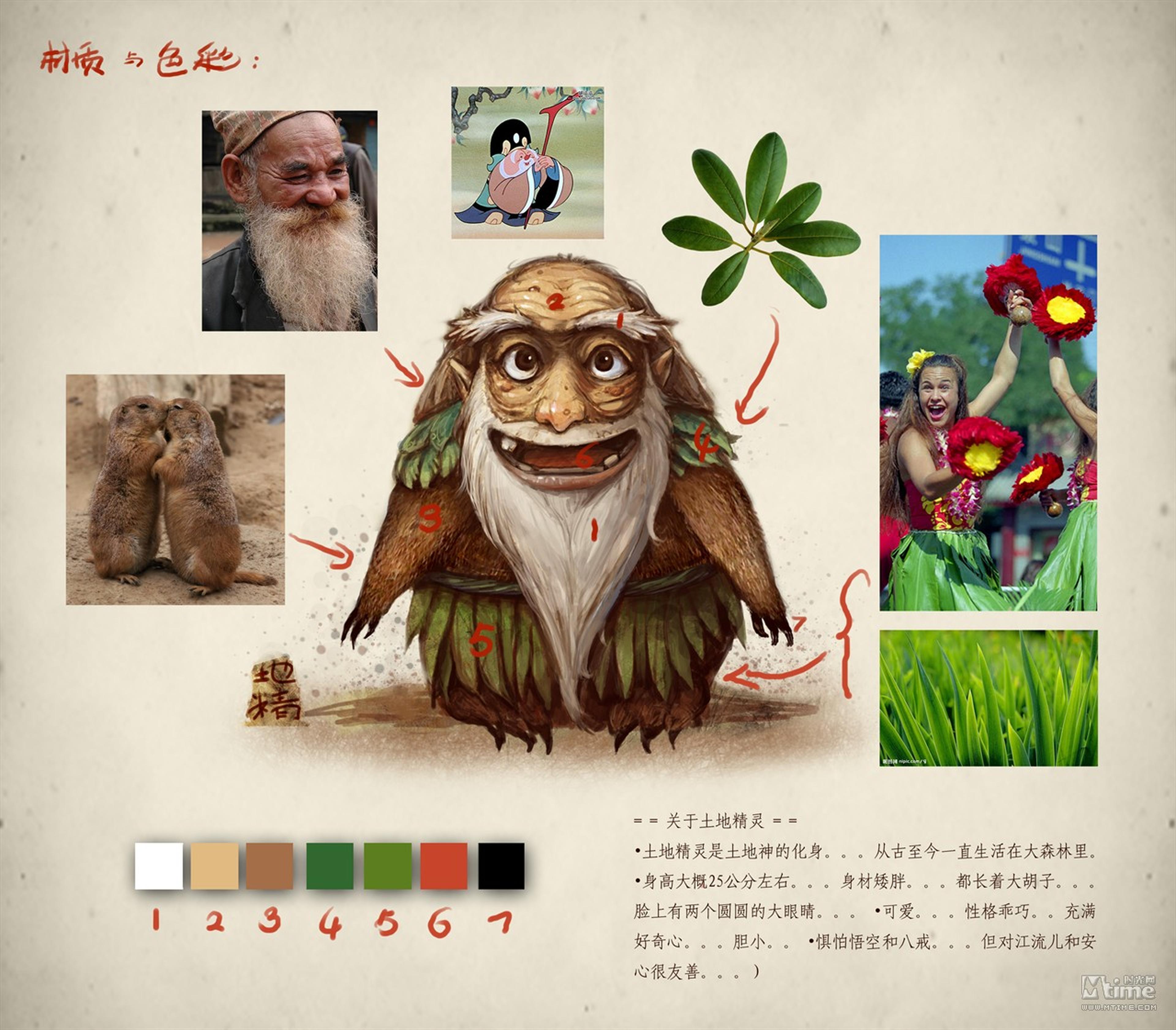 越老的土拨鼠毛越灰，胡子越多，砍柴人离远看以为是土地公公，就这样以讹传讹，越传越神，所以这个形象不是凭空而来的，而是有传说作为基础的。同时，我们在他身上加上了衣服这些元素，让他有神仙的感觉，就是那种修炼了很多年的土拨鼠。