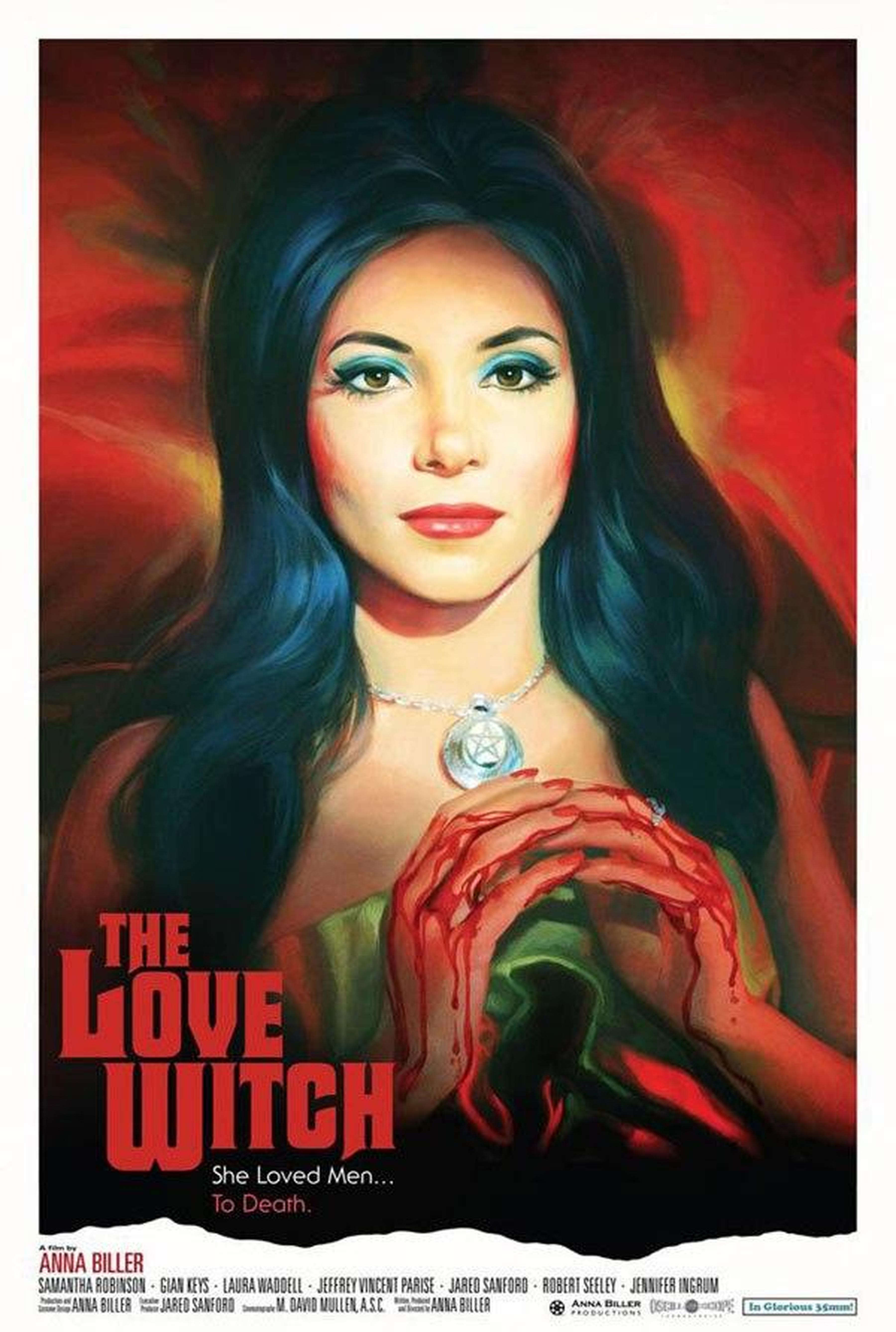 《The Love Witch》正式海报采用了手绘，是一部笑里藏刀的恐怖喜剧片。