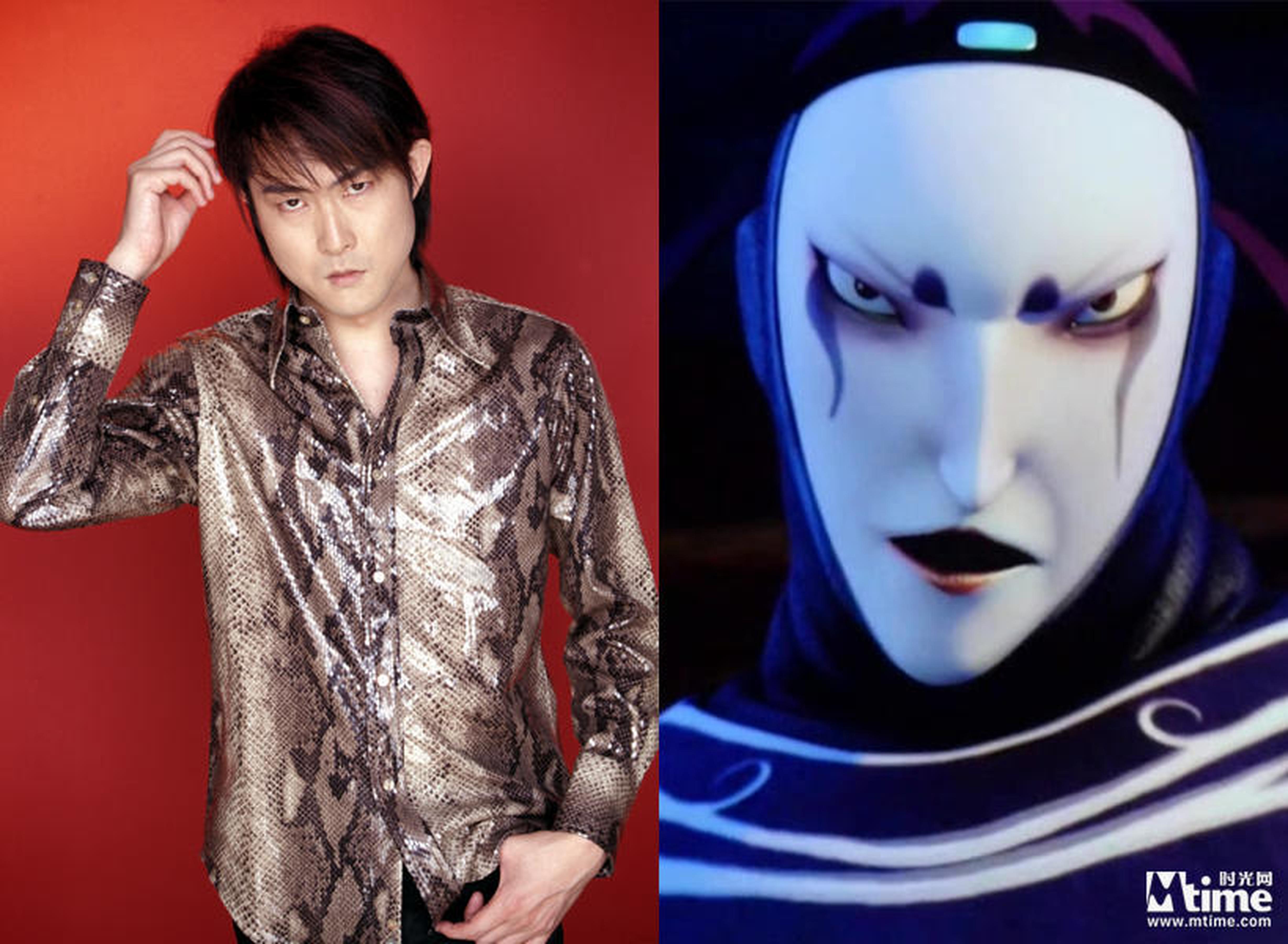 子安武人（混沌）1988年以声优身份出道，从严肃到搞笑都可以很好驾驭，是日本具有代表性的声优之一。主要配音作品：《天空战记》（夜叉王凯）、《银魂》（高杉晋助）、《JoJo的奇妙冒险》（迪奥•布兰度）