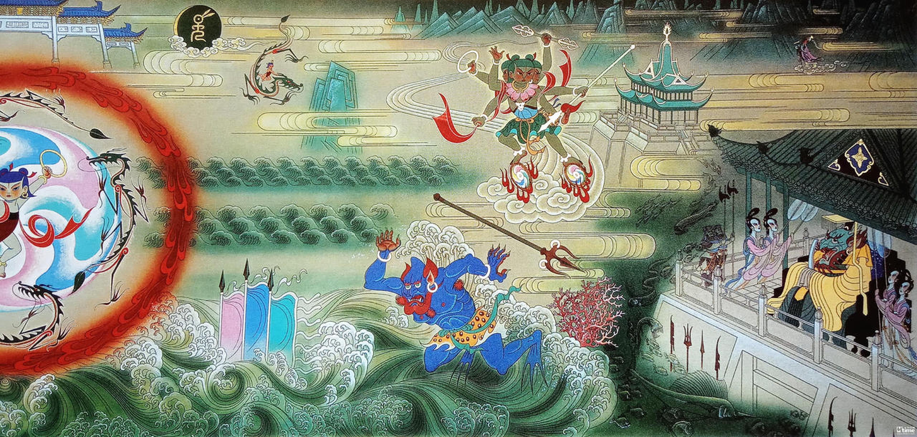《哪吒闹海》壁画（右）